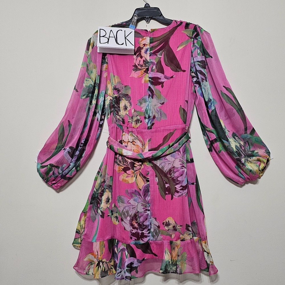 Alex Marie Pink Floral Wrap-Style Midi Dress - Picture 5 of 7